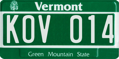 VT license plate KOV014