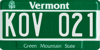 VT license plate KOV021