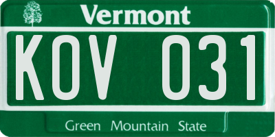 VT license plate KOV031