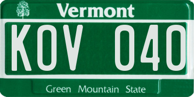 VT license plate KOV040