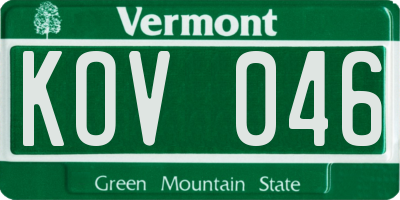 VT license plate KOV046