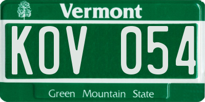 VT license plate KOV054