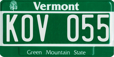 VT license plate KOV055
