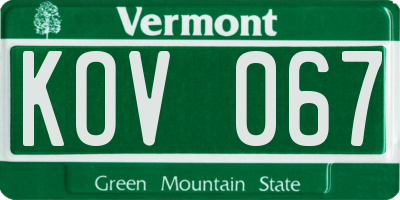 VT license plate KOV067