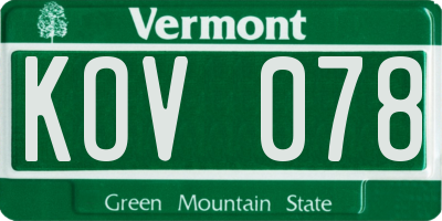 VT license plate KOV078