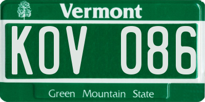 VT license plate KOV086