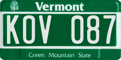 VT license plate KOV087