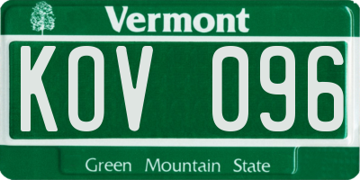 VT license plate KOV096