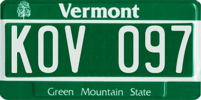 VT license plate KOV097