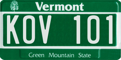 VT license plate KOV101