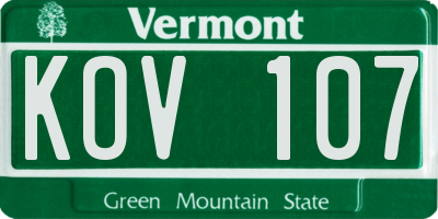 VT license plate KOV107