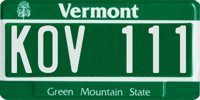 VT license plate KOV111
