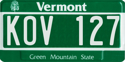VT license plate KOV127