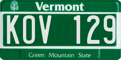 VT license plate KOV129