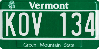 VT license plate KOV134