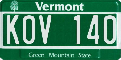VT license plate KOV140