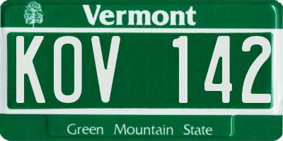 VT license plate KOV142
