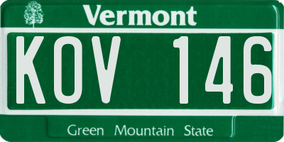 VT license plate KOV146