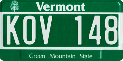 VT license plate KOV148