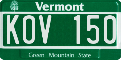 VT license plate KOV150