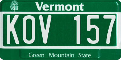 VT license plate KOV157