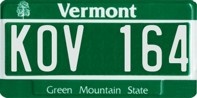 VT license plate KOV164