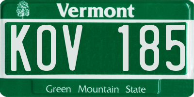 VT license plate KOV185