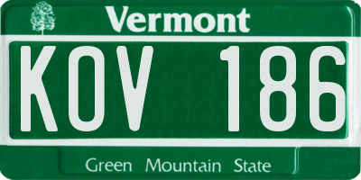 VT license plate KOV186