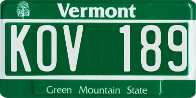 VT license plate KOV189