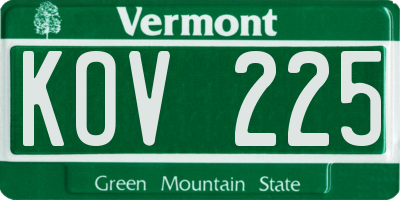 VT license plate KOV225