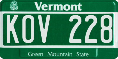 VT license plate KOV228