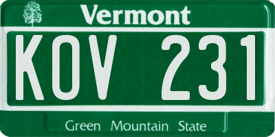 VT license plate KOV231