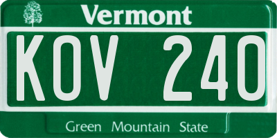 VT license plate KOV240