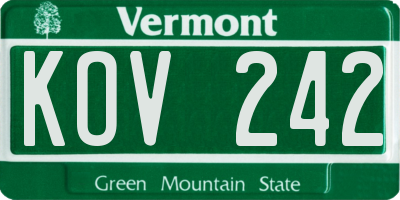 VT license plate KOV242