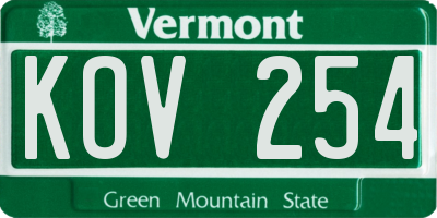 VT license plate KOV254