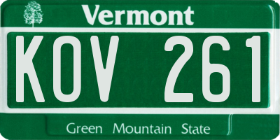 VT license plate KOV261