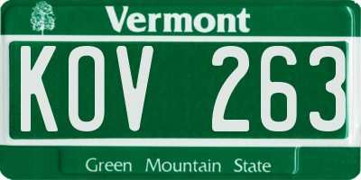 VT license plate KOV263