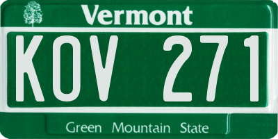 VT license plate KOV271