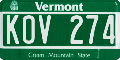 VT license plate KOV274