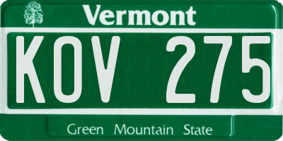 VT license plate KOV275