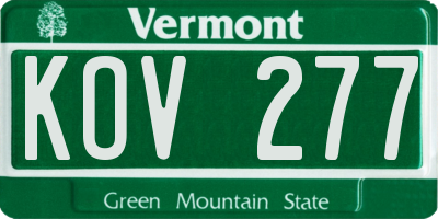 VT license plate KOV277