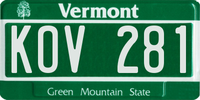 VT license plate KOV281