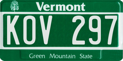 VT license plate KOV297