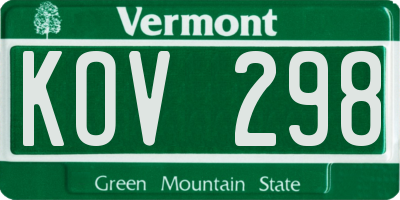 VT license plate KOV298