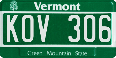 VT license plate KOV306
