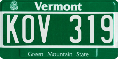 VT license plate KOV319