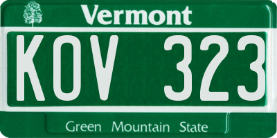 VT license plate KOV323