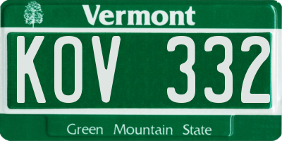 VT license plate KOV332