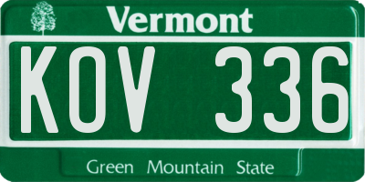 VT license plate KOV336