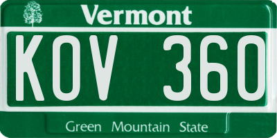 VT license plate KOV360